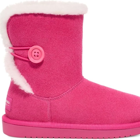 Koolaburra by Ugg Kids Nalie Short Boots Pink White Fur Winter Boots size 1 - Picture 12 of 12
